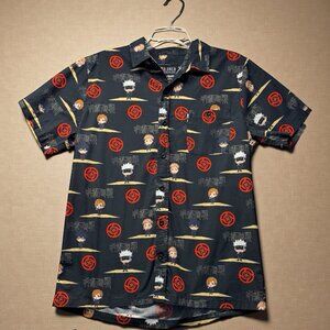Jujutsu Kaisen Chibi Characters All Over Print Button Up Men’s Shirt BoxLunch M